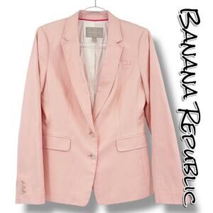 Banana Republic Blush Peach Linen Blend Tailored Blazer Preppy Womens Size 10
